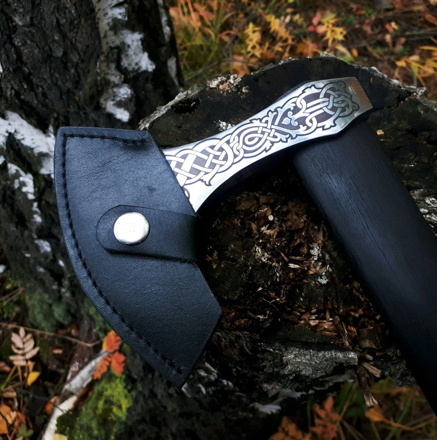 Handmade Long Dane Style Viking Axe With Leather Cover