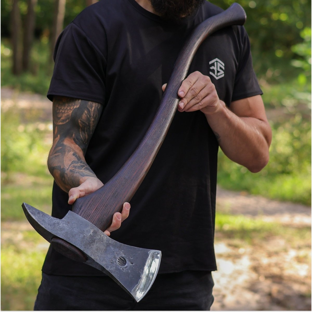 Hand forged Fireman's Axe "American superhero" with leather case
