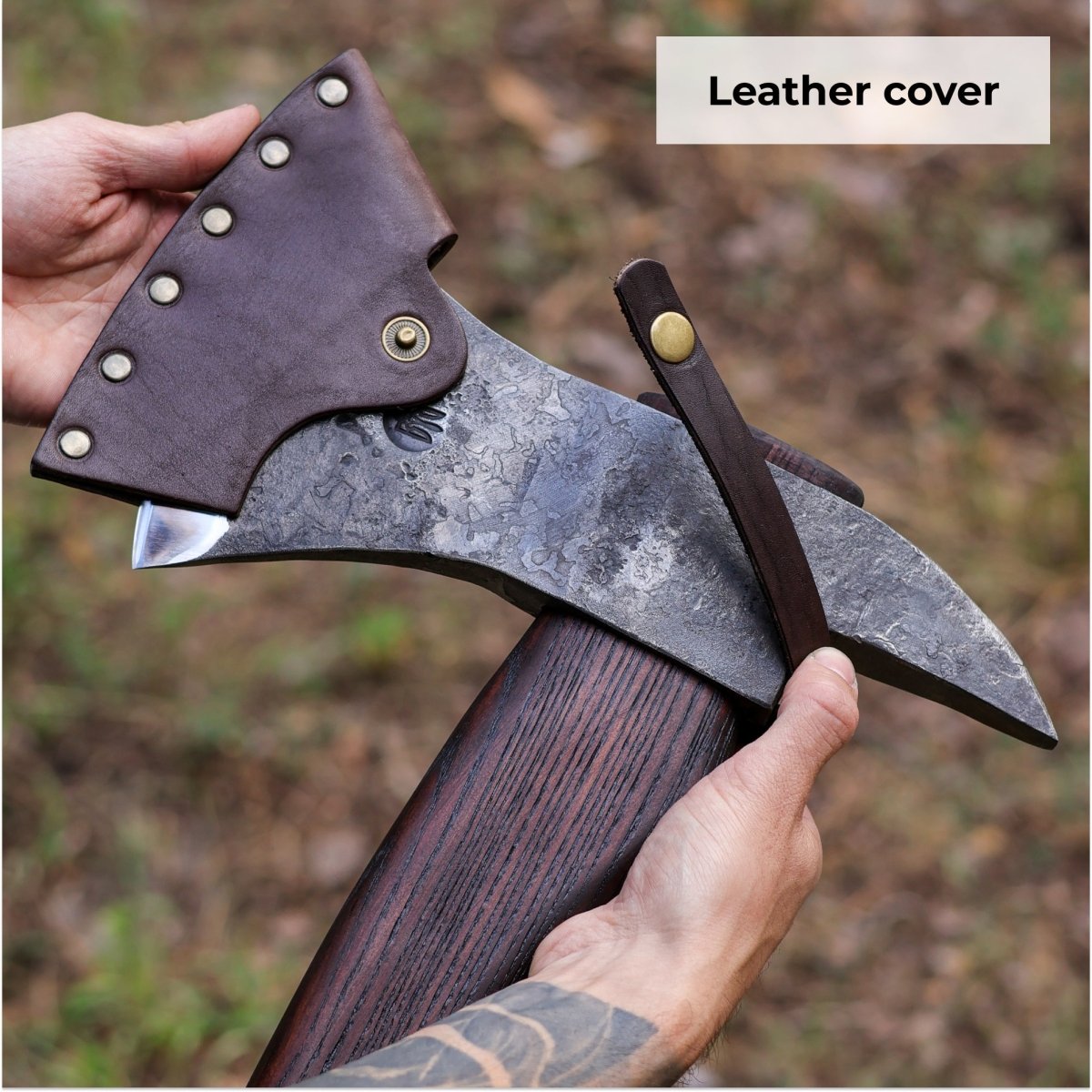 Hand forged Fireman's Axe "American superhero" with leather case