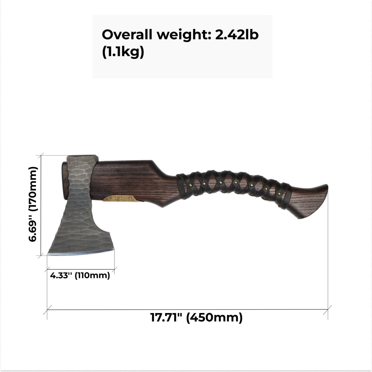 Hand Forged Viking Axe "Veles" with leather wrap on the handle