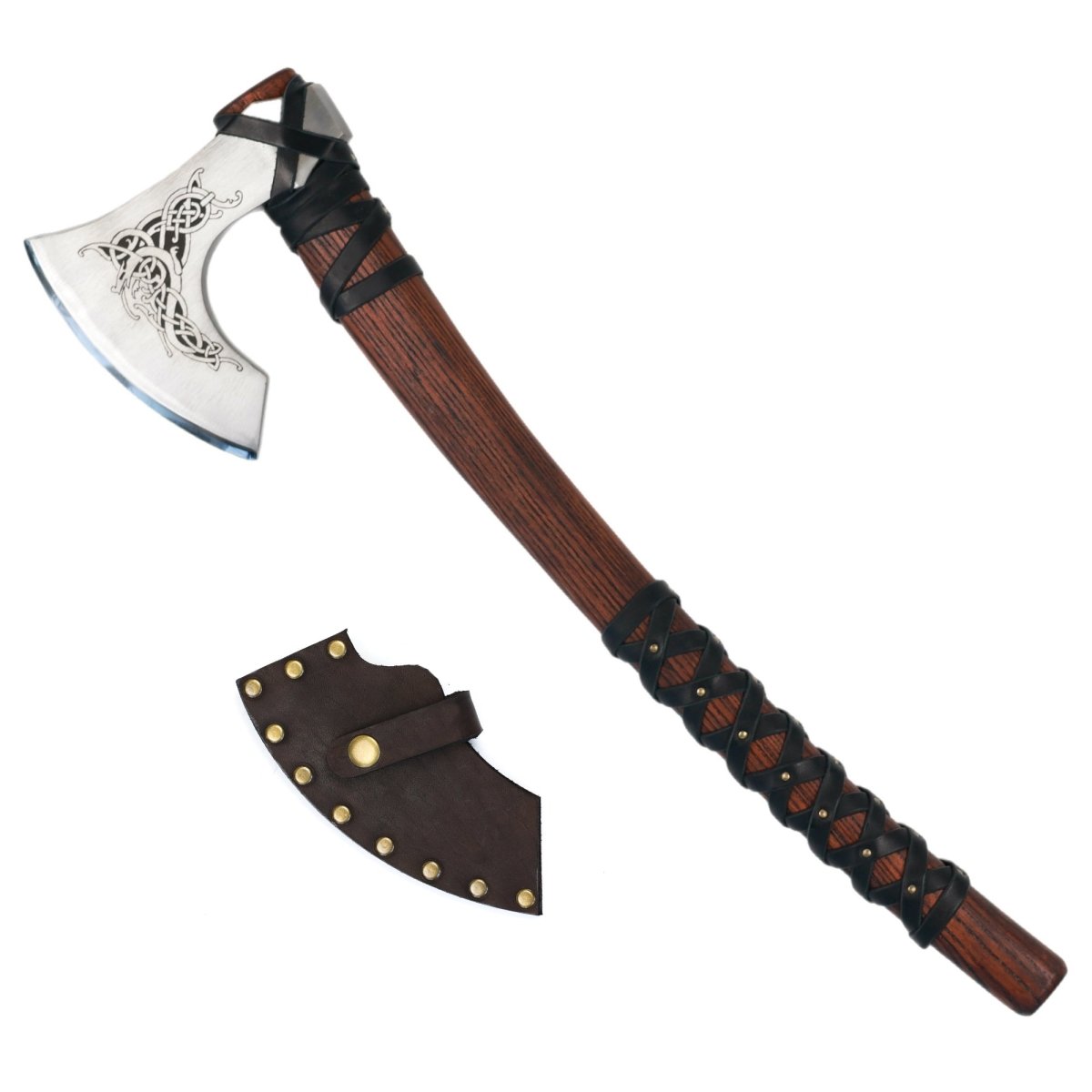 Handmade Norse axe ''Njord" with gently leather wrap