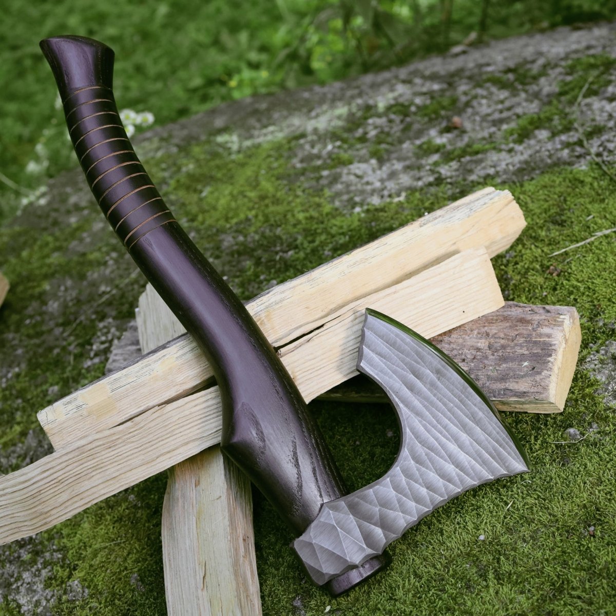 Viking axe "Vargoks" with leather wrap