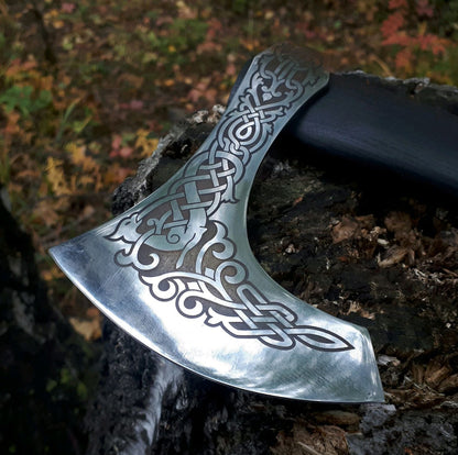 Handmade Long Dane Style Viking Axe With Leather Cover