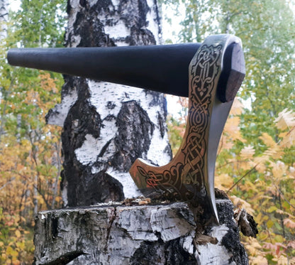 Handmade Long Dane Style Viking Axe With Leather Cover