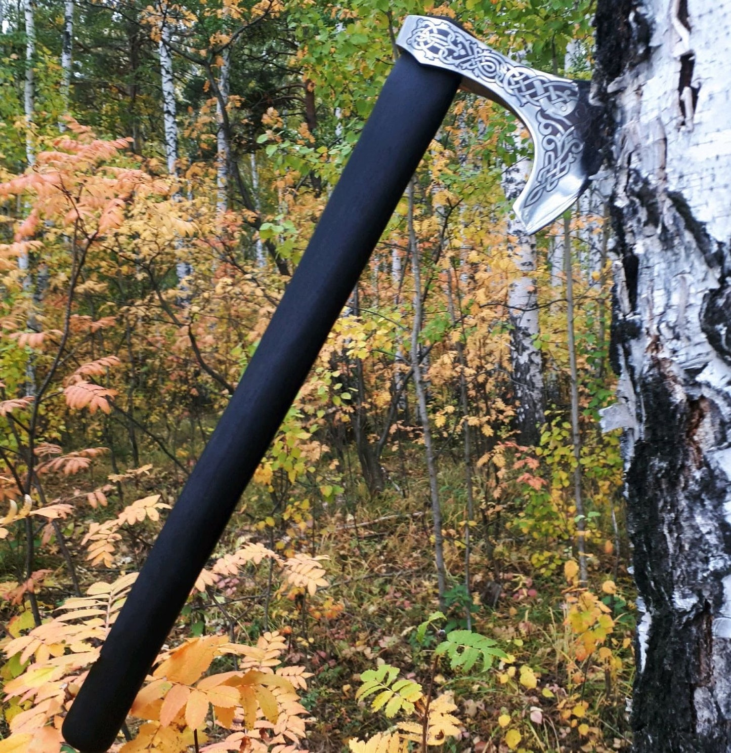 Handmade Long Dane Style Viking Axe With Leather Cover