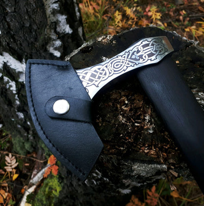 Handmade Long Dane Style Viking Axe With Leather Cover