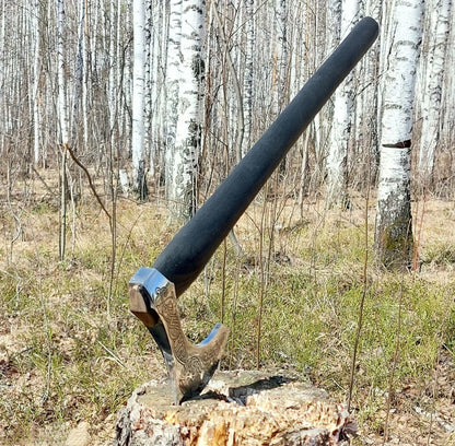 Handmade Slavic Sun With Fenrir Viking Axe With Leather Cover