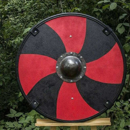 Smooth Black and Red Printed Viking Shield