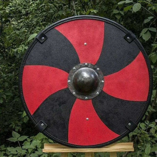 Smooth Black and Red Printed Viking Shield
