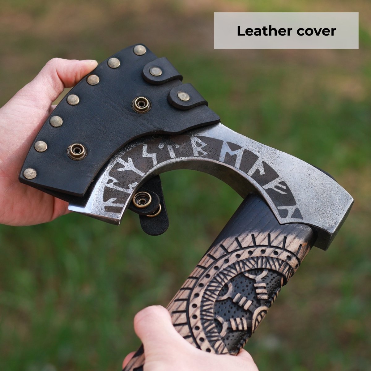 Hand forged axe “OTHALA” with leather cover