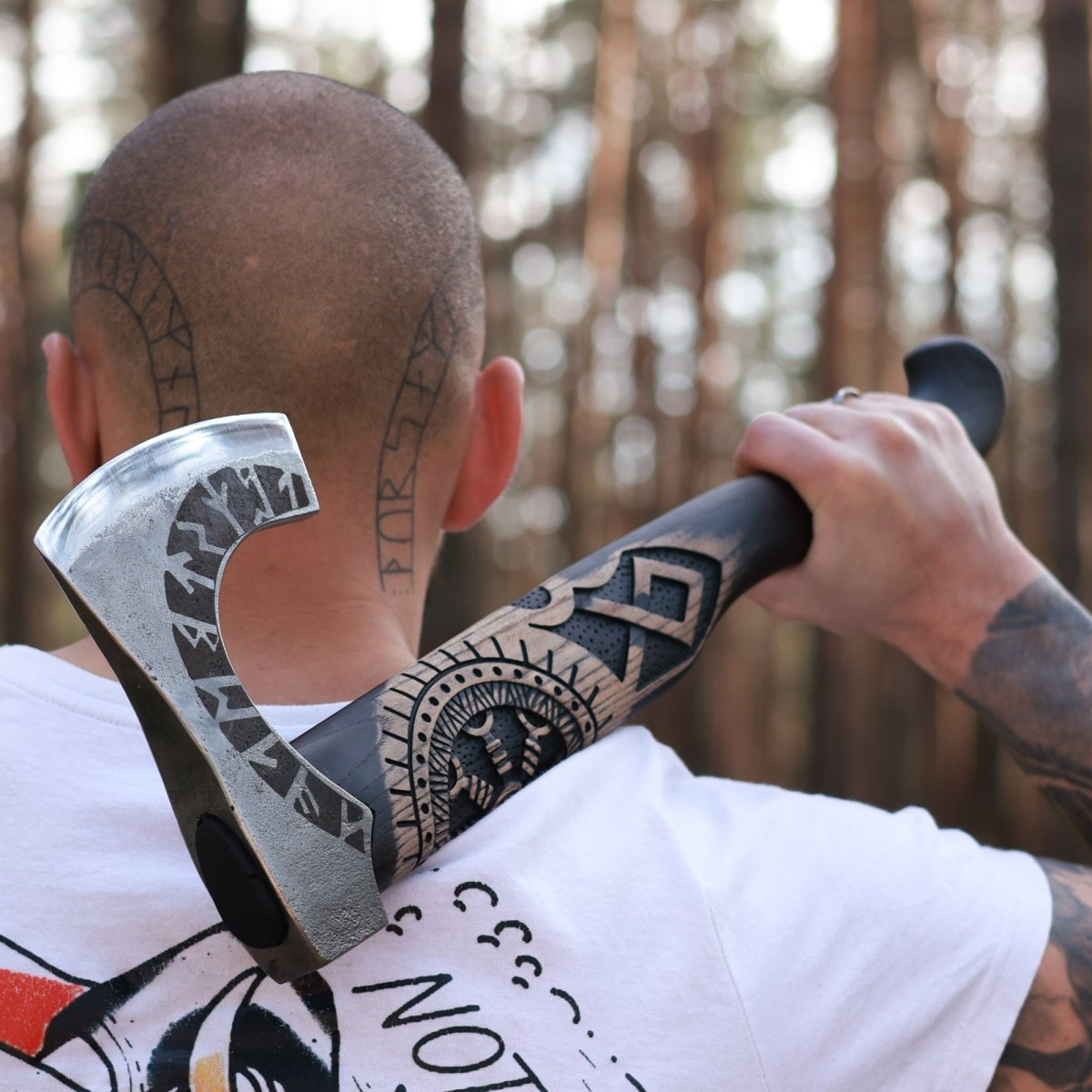 Hand forged axe “OTHALA” with leather cover