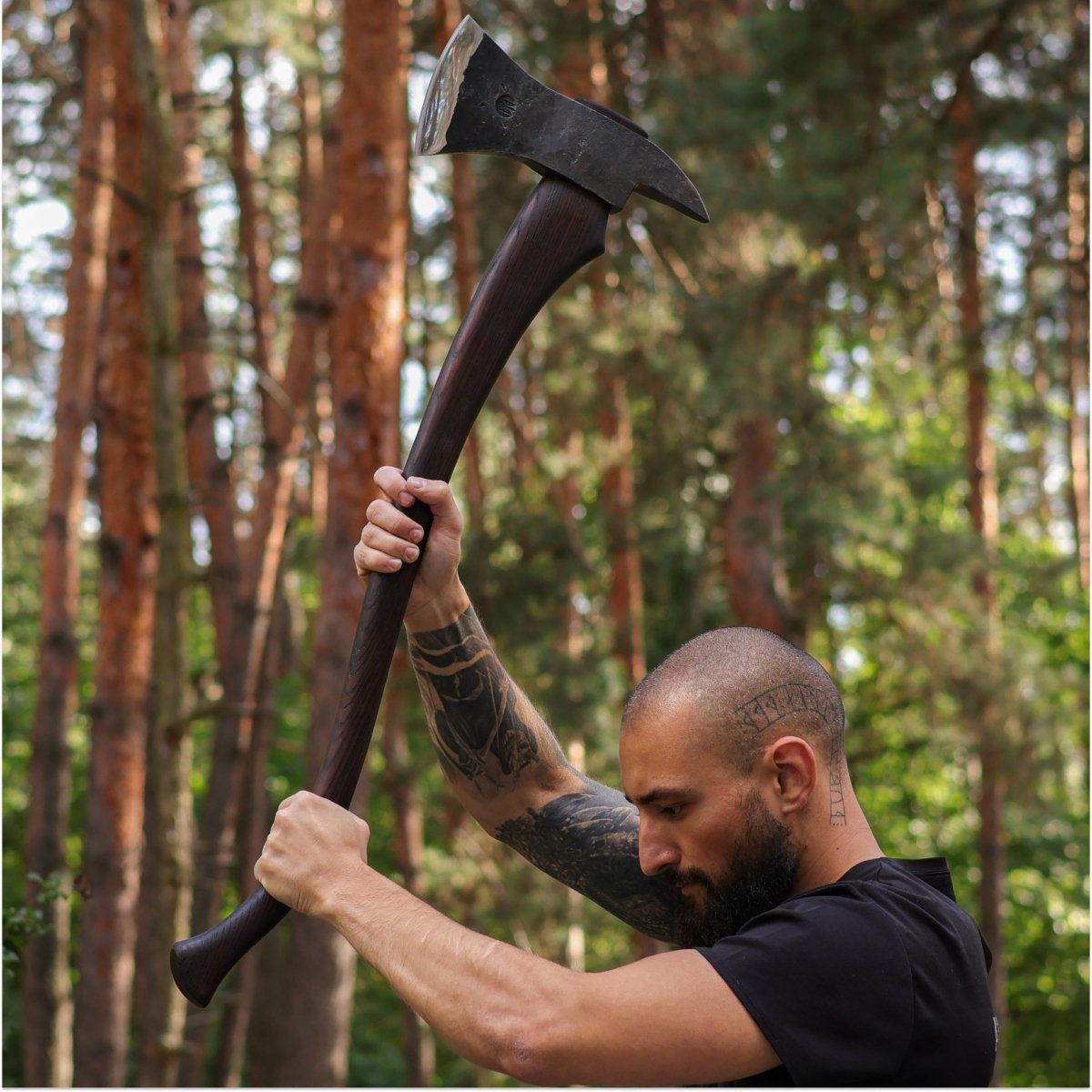Hand forged Fireman's Axe "American superhero" with leather case