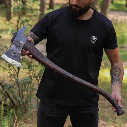 Hand forged Fireman's Axe "American superhero" with leather case