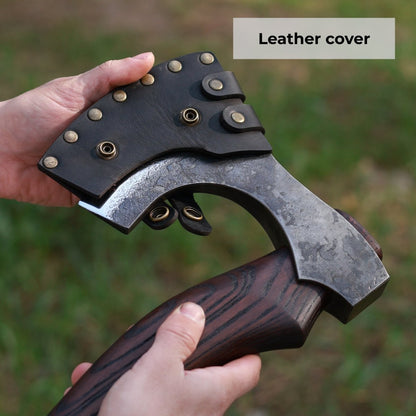Hand forged Viking axe "Svart barbar" with carved handle