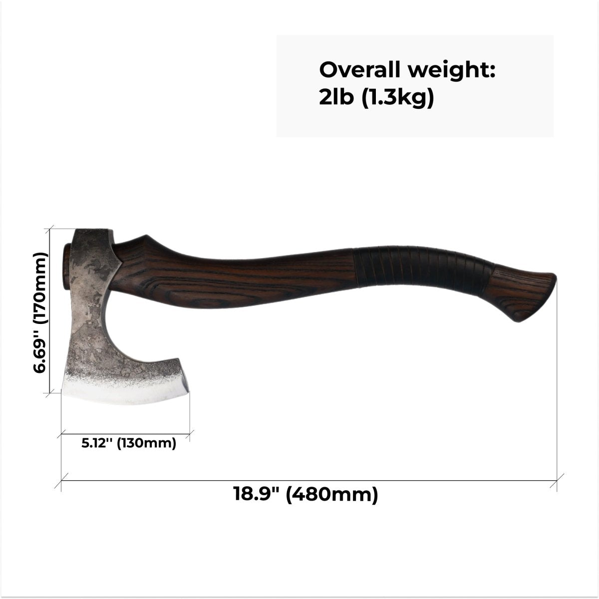 Hand forged Viking axe "Svart barbar" with carved handle