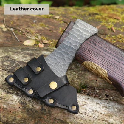 Hand Forged Viking Axe "Veles" with leather wrap on the handle