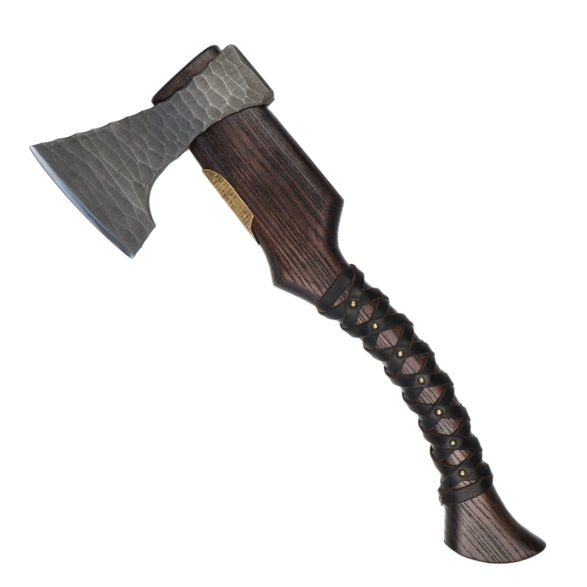 Hand Forged Viking Axe "Veles" with leather wrap on the handle