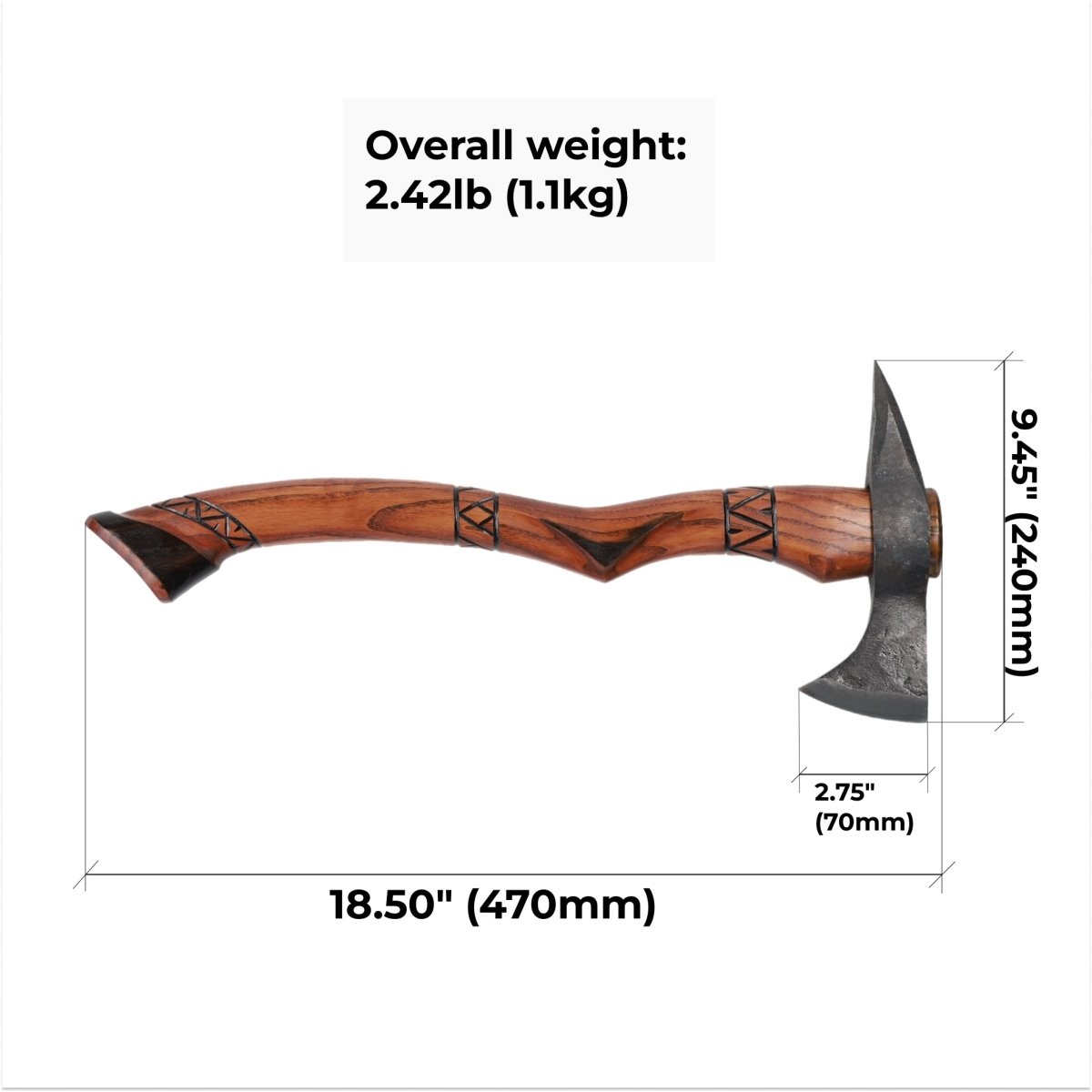 Handmade tomahawk axe "Black Hawk"