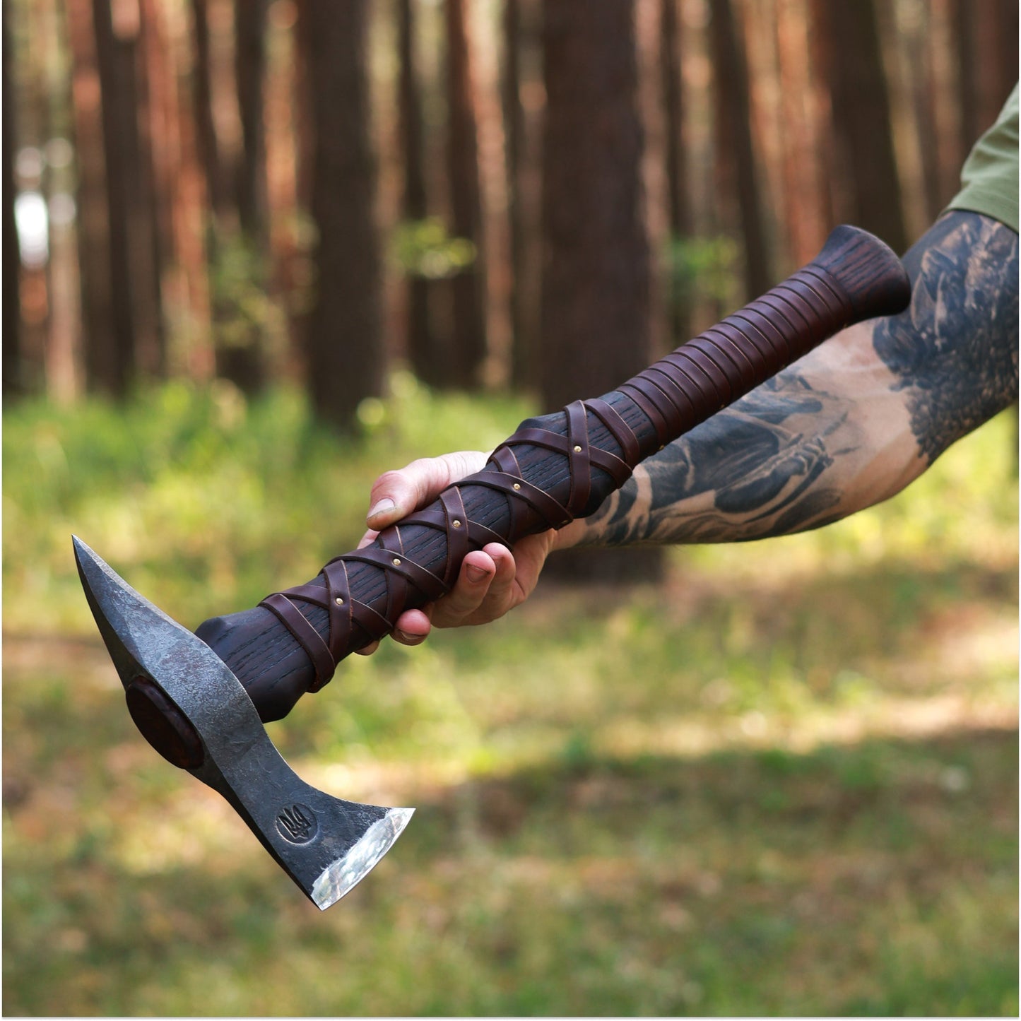 Hand-forged  Gurons spike tomahawk