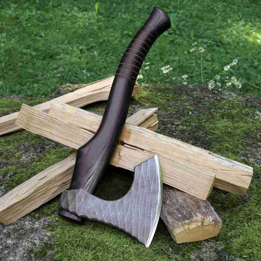 Viking axe "Vargoks" with leather wrap