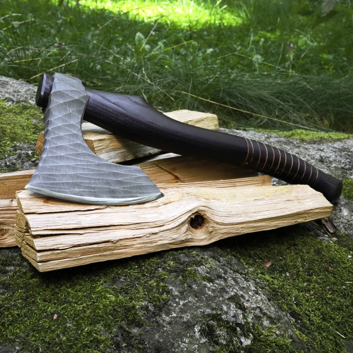 Viking axe "Vargoks" with leather wrap