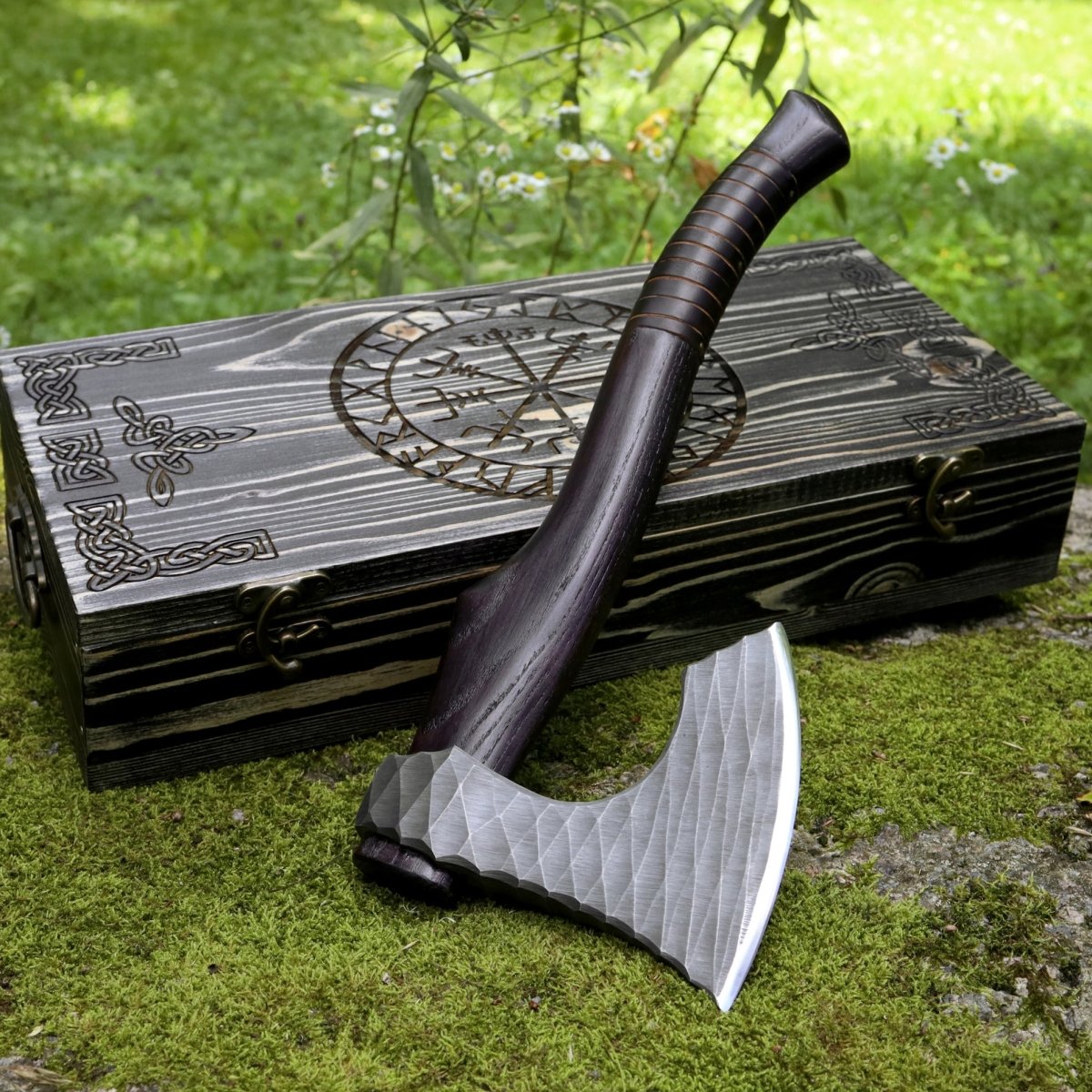 Viking axe "Vargoks" with leather wrap