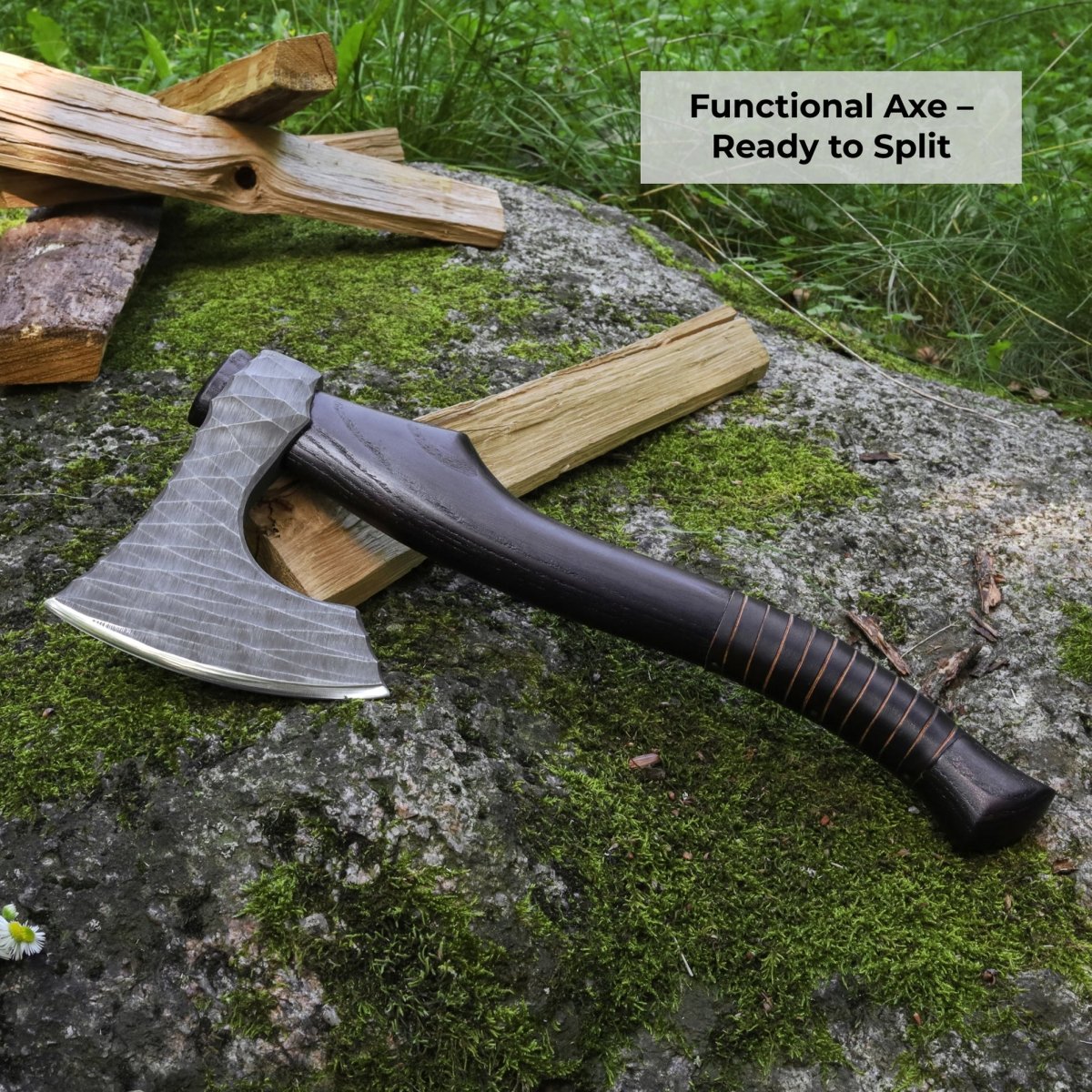 Viking axe "Vargoks" with leather wrap