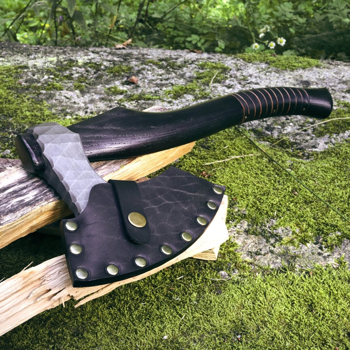 Viking axe "Vargoks" with leather wrap