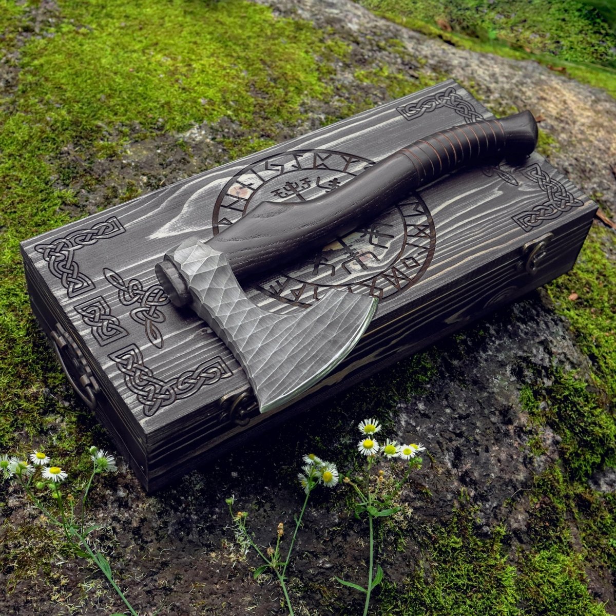 Viking axe "Vargoks" with leather wrap