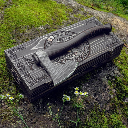 Viking axe "Vargoks" with leather wrap